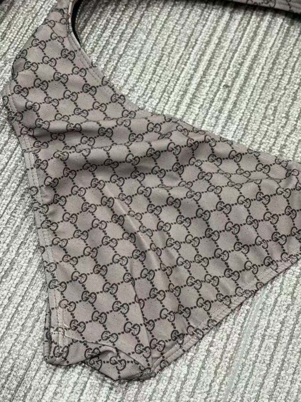 Gucci Grey GG Monogram Cutout One Piece Swimsuit Designer Resort Bathing Suit - Picture 5 of 6